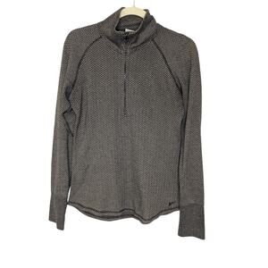 Kavu Herringbone Black Tan Quarter Zip Lightweight Sweatshirt Women Size Medium